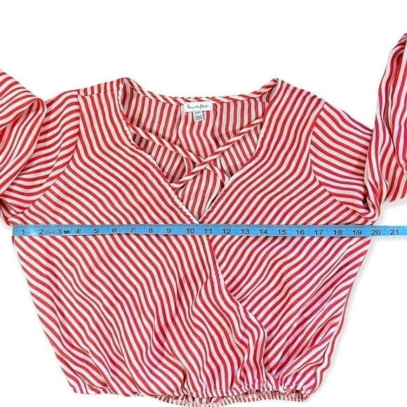 Love Fire Candy Stripe Long Sleeve Crop Top Blouse sz M - Picture 7 of 13